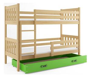 Dětská patrová postel CARINO s úložným prostorem 80x160 cm - borovice Zelená