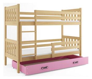 Dětská patrová postel CARINO s úložným prostorem 80x160 cm - borovice Ružové