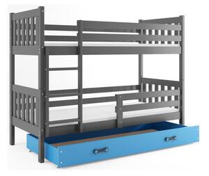 Dětská patrová postel CARINO s úložným prostorem 80x160 cm -grafit Modrá
