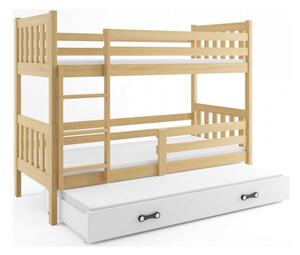 Dětská postel CARINO s výsuvnou postelí 80x190 cm - borovice Bílá