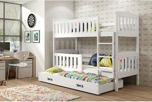 Dětská patrová postel KUBUS s výsuvnou postelí 90x200 cm - bílá Ružové