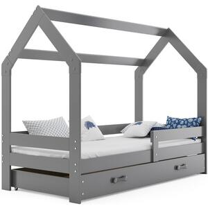 Dětská postel DOMEK s úložným prostorem 80x160 cm - grafit