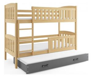 Dětská patrová postel KUBUS s výsuvnou postelí 80x190 cm - borovice Šedá