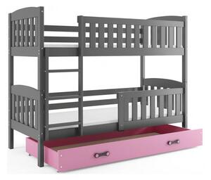 Dětská patrová postel KUBUS s úložným prostorem 80x190 cm - grafit Ružové