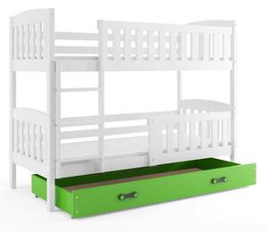 Dětská patrová postel KUBUS s úložným prostorem 80x190 cm - bílá Zelená