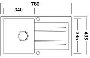 Sinks Rapid 780 Granitový dřez s odkapem oboustranné provedení, 78x43,5cm, granblack SIGRA78043530XCSIGRA78043530