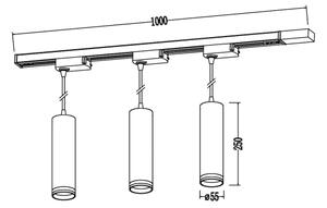 Lustr na lanku v lištovém systému PIPE 3xGU10/10W/230V černá
