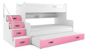 Dětská patrová postel MAX III s výsuvnou postelí 80x200 cm - bílá Bílá