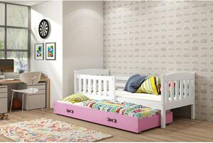 Dětská postel KUBUS s výsuvnou postelí 80x190 cm - bílá Ružové
