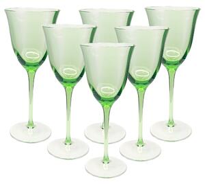 Tenké zelené sklenice na víno 160 ml, 6 ks