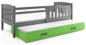 Dětská postel KUBUS s výsuvnou postelí 80x190 cm - grafit Zelená