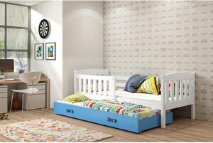 Dětská postel KUBUS s výsuvnou postelí 90x200 cm - bílá Modrá