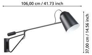 Eglo 900614 LORETO 1 - Nástěnná otočná černá lampa s kabelem do zásuvky, 1 x E27 (Nástěnná lampa s vypínačem na kabelu)