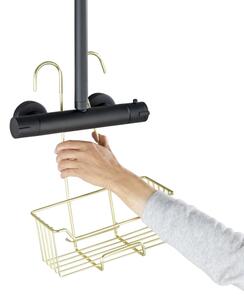 WENKO 25937100 - Sprchový koš MILO 25x36 cm nerez/zlatá/čirá