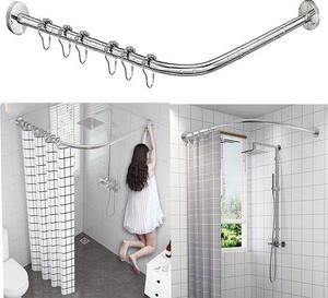 QuickShopping - Spolehlivá sprchová závěsná závěsná tyčinka L, nerezová ocel, Žádné vrtačky, Koupelna, vana, rohová sprchová závěs, 75-95 cm x 75-95 cm