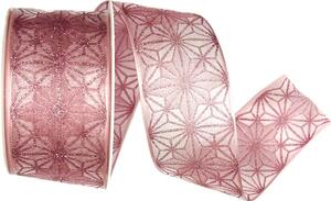 Vánoční stuha organzová GLAMOUR FLOWER PINK 40mm x 2m (16,-Kč/m)