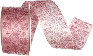 Vánoční stuha organzová GLAMOUR STARS PINK 40mm x 2m (16,-Kč/m)