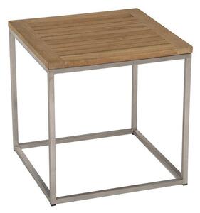 Stern Nerezový odkládací boční stolek, Stern, čtvercový 45x45x45 cm, rám nerez, teaková deska
