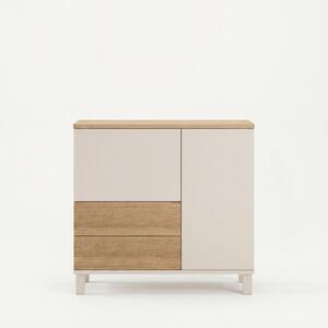 Komoda Moony Md4 (písková + dub). Akce -20%