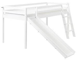Zvýšené lůžko Borovicové dřevo STAPLE 90 x 200 cm se skluzavkou Bílá
