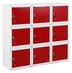 9x Uzamykatelná kovová skříňka Trestles SKM 350x350x350, červená dvířka