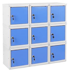 9x Uzamykatelná kovová skříňka Trestles SKM 350x350x350, světle modrá dvířka