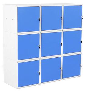9x Uzamykatelná kovová skříňka Trestles SKM 450x450x450, světle modrá dvířka