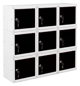 9x Uzamykatelná kovová skříňka Trestles SKM 350x350x350, černá dvířka