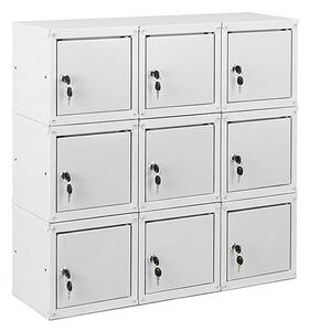 9x Uzamykatelná kovová skříňka Trestles SKM 350x350x350, světle šedá dvířka