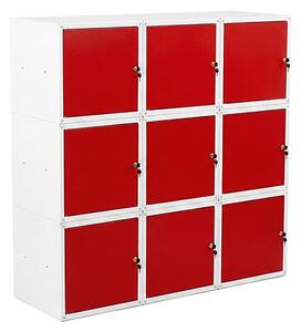 9x Uzamykatelná kovová skříňka Trestles SKM 450x450x450, červená dvířka