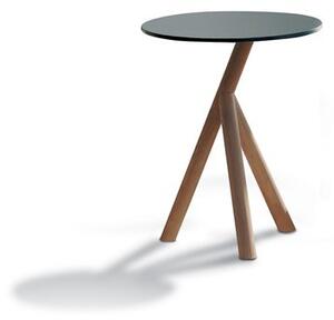 Roda Teakový odkládací jídelní stolek Stork, Roda, kulatý 45x54 cm, teakový rám, HPL deska šedá (grey)