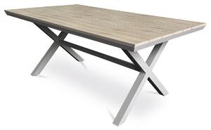 AUTRONIC Stůl zahradní 180x100x75, deska polywood v dekoru světlého dubu, hliníková konstrukce, béžová barva