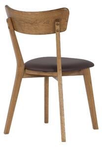 Dubová lakovaná židle Diana rustik s hnědou koženkou