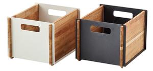 Cane-line Úložná stohovatelná krabice Box, Cane-line, obdélníková 36x30x26 cm, rám teak/hliník barva lava grey
