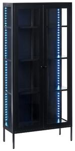 Prosklená vitrína s LED HARTY Kov 80 cm Černá