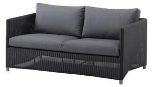 Cane-line Ratanové 2-místné sofa/pohovka Diamond, Cane-line, 150x88x63 cm, rám hliník, výplet umělý ratan barva graphite, sedáky venkovní tkanina Natté grey