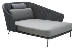 Cane-line Denní postel/relaxační díl levostranný Mega, Cane-line, 128x180x91 cm, rám kov, výplet umělý ratan barva graphite, sedáky venkovní látka SoftTouch grey