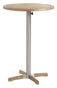 Barlow Tyrie Nerezový barový stolek Equinox, Barlow Tyrie, kulatý 67x99 cm, nerezový rám, teaková deska