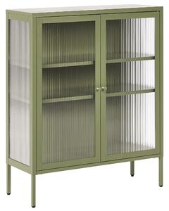 Prosklená komoda LERRYN Kov 90 cm Zelená