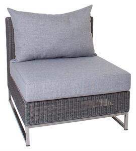 Stern Korpus se sedáky pro nízký/jídelní středový díl Fontana, Stern, 87x87 cm, umělý ratan bílošedý (Vintage white), sedáky 100% polyakryl šedý (silk grey)