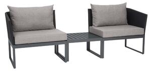 Stern 3-dílná sedací sestava Donna, Stern, 228x63x78 cm, rám lakovaný hliník šedý (graphite), výplet textilen stříbrnočerný (silver grey), sedáky 100% akryl barva šedočerná (Slate grey)