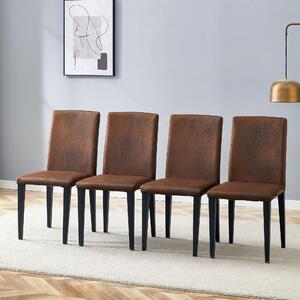 Sada čtyř jídelních židlí, minimalistický design, evropský styl, potažené látkou, kovové nohy, moderní. Béžová barva