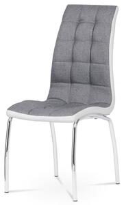 Jídelní židle Autronic DCL-420 GREY2 — chrom, šedá látka / bílá ekokůže