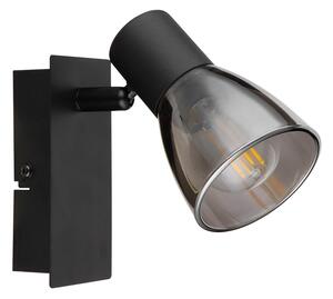 Globo 54307-1 CLAUDE - Nástěnná lampička v černé barvě s kouřovým sklem, vypínač, 1 x E14 (Nástěnná lampa s vypínačem na svítidle)