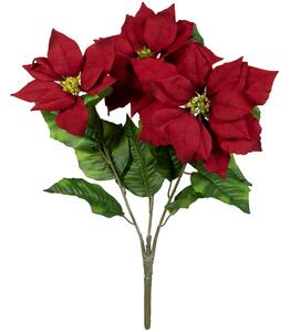 Umělá kavetina Vánoční hvězda větvička - červená, 50cm