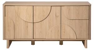Servírovací stolek s 3 dvířky, zaoblené tvary, Imitace dřeva, šířka 150 cm - OCTAVE