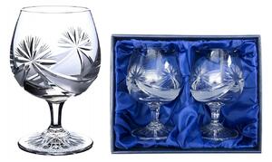 Onte Crystal Bohemia Crystal ručně broušené sklenice na brandy a koňak Mašle 280 ml 2KS