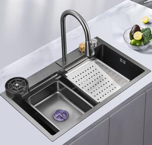 Multifunkční chytrý dřez BestBerg BBSS-40B / 75 x 45 x 22 cm / nerezová ocel / černá