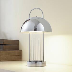 Stolní lampa Lindby LED s dobíjením Mareli, chrom, kov, Ø 18 cm