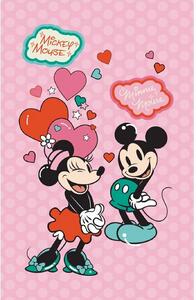 Dětský ručníček s motivem Mickeyho a Minnie v růžové barvě. Rozměr ručníku je 30x50 cm